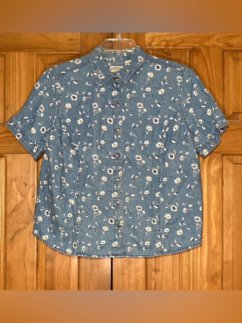 NWOT Vintage Classic Elements Denim Top Blouse Size LP